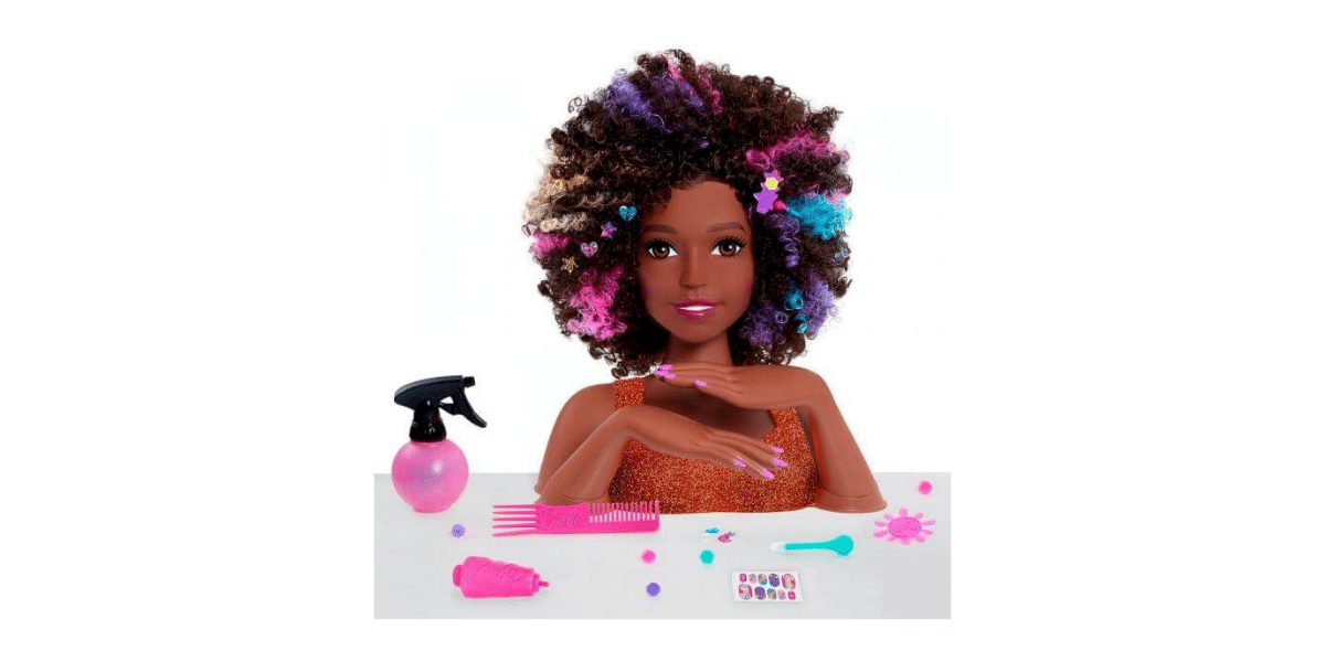 Tête-coiffer-brune-coupe-afro-Barbie