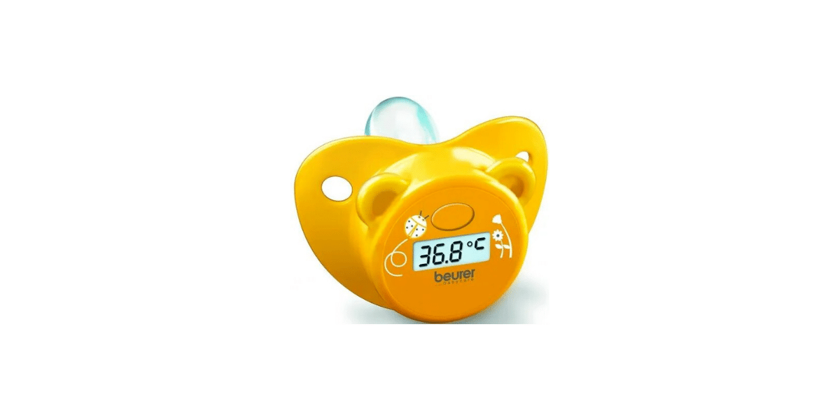 thermomètre jaune en forme de tétine pour enfant