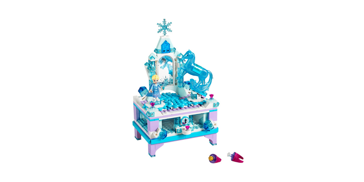 boite à bijoux marque lego avec personnage Elsa sur le dessus