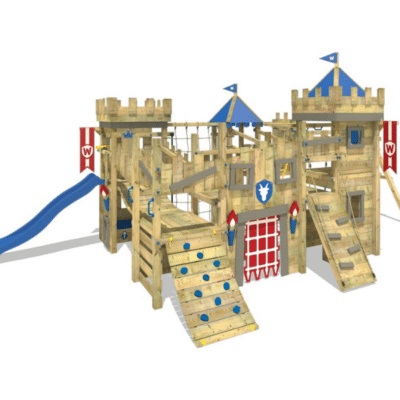 aire de jeux pour enfant ressemble à un chateau fort marque wickey